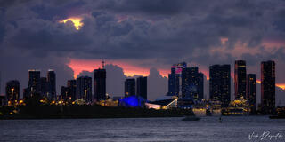 urban cityscape of Miami Florida during Libertad, skyline, city, sunset, ocean view, 